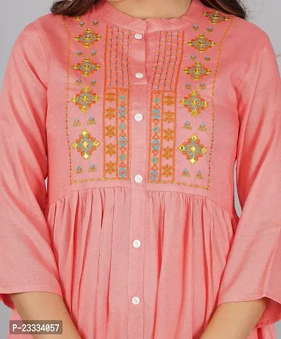 Attractive Peach Embroidered Viscose Rayon Anarkali Kurta-thumb5