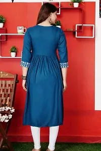 Attractive Blue Embroidered Viscose Rayon Anarkali Kurta-thumb1