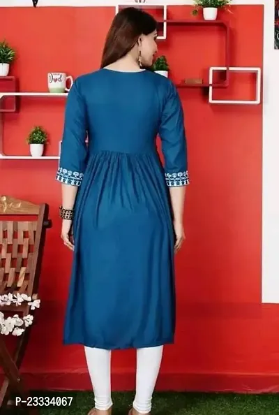 Attractive Blue Embroidered Viscose Rayon Anarkali Kurta-thumb2