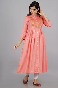 Attractive Peach Embroidered Viscose Rayon Anarkali Kurta-thumb1