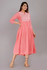 Attractive Pink Embroidered Viscose Rayon Anarkali Kurta-thumb1