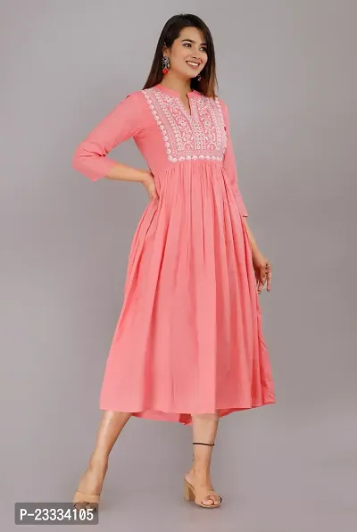 Attractive Pink Embroidered Viscose Rayon Anarkali Kurta-thumb2