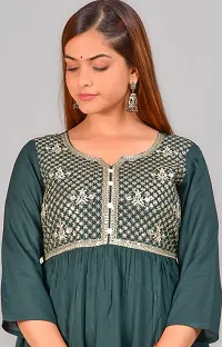 Attractive Green Embroidered Viscose Rayon Anarkali Kurta-thumb3