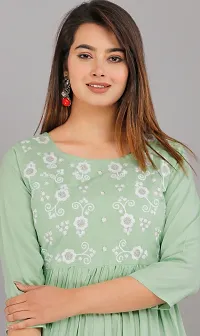 Attractive Green Embroidered Viscose Rayon Anarkali Kurta-thumb3