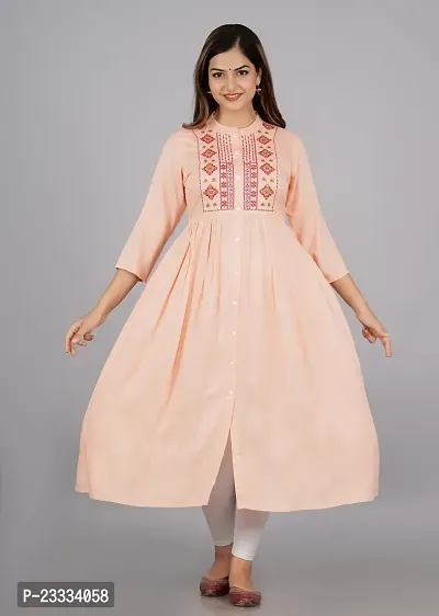 Attractive Pink Embroidered Viscose Rayon Anarkali Kurta