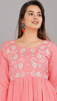 Attractive Pink Embroidered Viscose Rayon Anarkali Kurta-thumb3