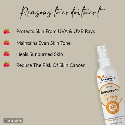 Oneway Happiness Sunscreen Spray Matte Finish - Spf 30 Pa+++ - Very High Broad Spectrum - Uva  Uvb Protection - Quick Absorb - No Parabens, Silicones, Mineral Oil, Oxide, Color  Benzophenone 100ml-thumb2