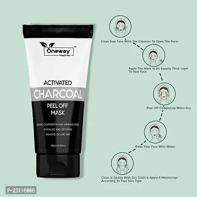 Oneway Happiness New Activated Charcoal Peel of mask for Total repair Remove oil and Dead skin 100gm-thumb4