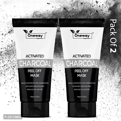 Oneway Happiness New Activated Charcoal Peel of mask for Total repair Remove oil and Dead skin 100gm (pack of 2)-thumb0
