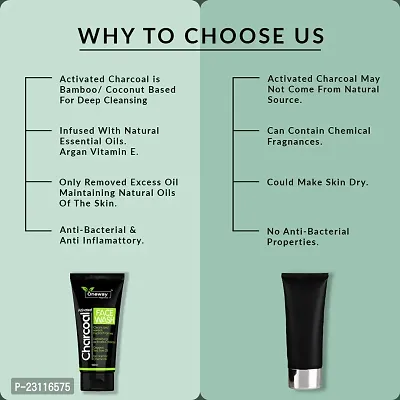 Oneway Happiness Activated Charcoal and Activated Charcoal Peel of mask combo for Total repair Remove oil and Dead skin 200gm-thumb2