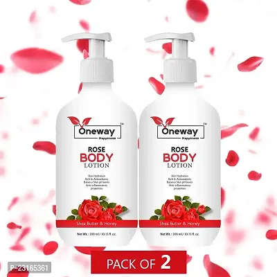 Oneway Happiness Rose body lotion for skin hydration 300ml (pack of 2)