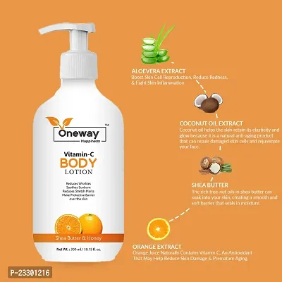 Oneway Happiness Rose Body Lotion (300ml) and Vitamin C Body Lotion (300ml) combo 600ml-thumb5