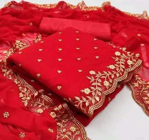 Mansory Enterprise Georgette Embroidered Salwar Suit Material (Unstitched)