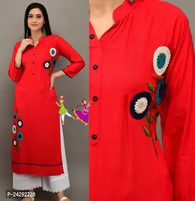 Stylish Rayon Embroidered Straight Kurta For Women-thumb0