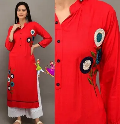 Stylish Rayon Embroidered Kurta Bottom Set