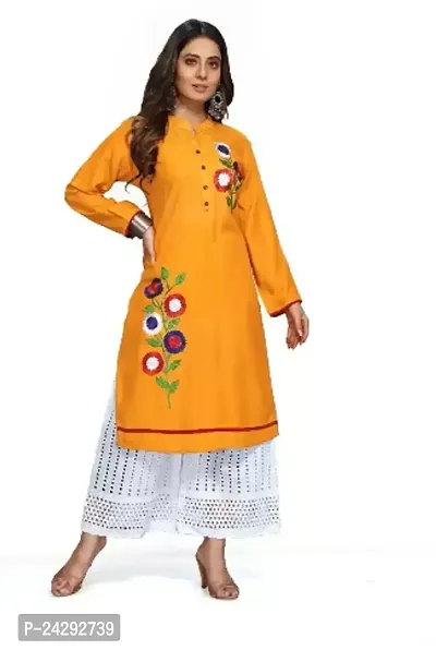 Stylish Rayon Embroidered Straight Kurta For Women