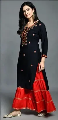 Stylish Rayon Embroidered Straight Kurta Bottom Set For Women-thumb1