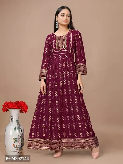 Stylish Fancy Designer Rayon Ethnic Gown For Women-thumb0