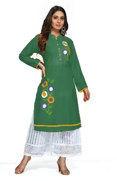 Stylish Rayon Embroidered Straight Kurta For Women