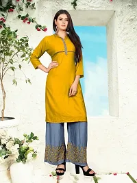 Stylish Rayon Embroidered Straight Kurta Bottom Set For Women-thumb1