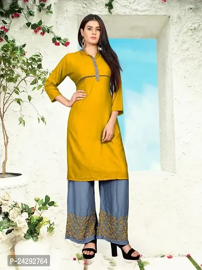 Stylish Rayon Embroidered Straight Kurta Bottom Set For Women-thumb2