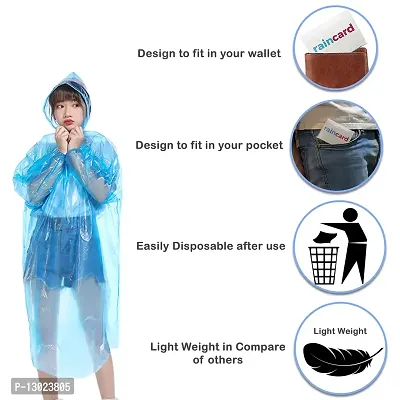 MAPPERZ Unisex Polyester Rain Card/ Single Layer Disposable Rain Card for Men Women - Blue (Free Size) (Pack of 5)-thumb4