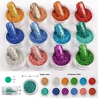 MAPPERZ 24 Pcs Nail Glitter Powder Eye Shadow/ Shinning Mirror Glimmer Nail Art Chrome Pigment/ Glitters Spangle Makeup Cosmetic - Multicolor-thumb1