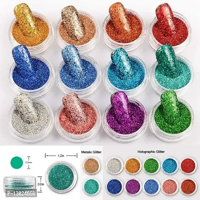 MAPPERZ 24 Pcs Nail Glitter Powder Eye Shadow/ Shinning Mirror Glimmer Nail Art Chrome Pigment/ Glitters Spangle Makeup Cosmetic - Multicolor-thumb2