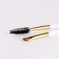 Duo Eyebrow Brush, Docolor Eye Makeup Brushes Professional Tool, Angled Eye Brow Brush and Spoolie Brush White-thumb4