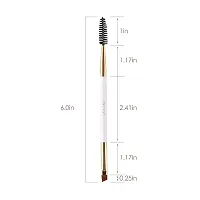 2pcs Docolor Duo Eyebrow Brush, Professional Eye Makeup Tool, Eyeshadow Brush and Spoolie Brush White-thumb1