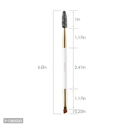 2pcs Docolor Duo Eyebrow Brush, Professional Eye Makeup Tool, Eyeshadow Brush and Spoolie Brush White-thumb2