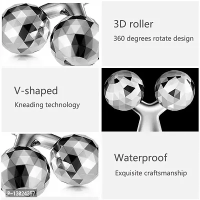 MAPPERZ Body Massager 3D Manual Roller Massager 360 Rotate Roller Face Body Massager Skin Lifting Wrinkle Remover and Facial Massage for Relaxation Uni-Sex - Silver (Pack of 1)-thumb5