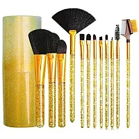 MAPPERZ 12 Pcs. Pro Makeup Shiny Brush Set For Blending Brush Face Powder Blush Concealers Eye Shadows Make Up Brushes with storage box - Shiny Rose Gold-thumb3