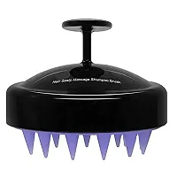 MAPPERZ Hair Massage Shampoo Brush/ Hair Washing Brush Silicone Head Body Massager Brush - Black-thumb1