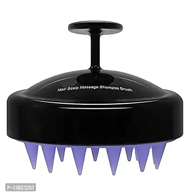 MAPPERZ Hair Massage Shampoo Brush/ Hair Washing Brush Silicone Head Body Massager Brush - Black-thumb2