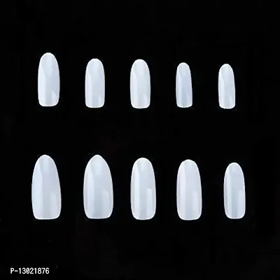 MAPPERZ Artificial Nails with Glue/ 500 Pcs French Long Acrylic False Nails/ Artificial Natural Colour Nail Art Tips With 3 Bottles Nail Glue - White-thumb3