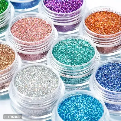 MAPPERZ 24 Pcs Nail Glitter Powder Eye Shadow/ Shinning Mirror Glimmer Nail Art Chrome Pigment/ Glitters Spangle Makeup Cosmetic - Multicolor