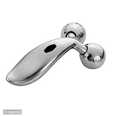 MAPPERZ Body Massager/ 3D Manual Roller Massager/ 360 Rotate Roller Face Body Massager/ Skin Lifting/ Wrinkle Remover and Facial Massage/ Relaxation and Skin Tightening Tool/ UniSex (Silver)