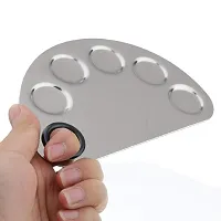 Mapperz Stainless Steel Cosmetic 5 Dip Makeup Mixing Plate with Spatula Tool for Women (Silver)-thumb1