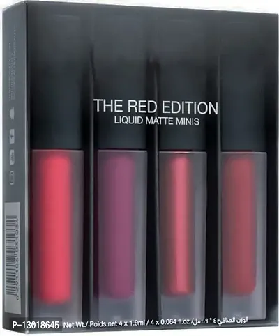 MAPPERZ Professional Makeup Liquid Matte Minis Lipstick Red Edition, Pack of 4 (Multicolor)-thumb0