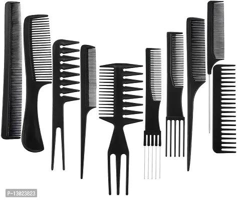 MAPPERZ Professional Multipurpose Hair Comb Kangi Set Hair brush for Hair Cutting and Styling- Set Of 10, Black