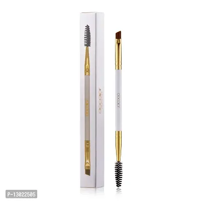 Duo Eyebrow Brush, Docolor Eye Makeup Brushes Professional Tool, Angled Eye Brow Brush and Spoolie Brush White-thumb2