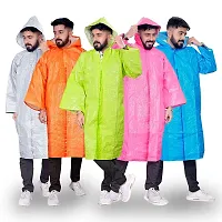 MAPPERZ Unisex Waterproof Long PVC Raincoat with Hood Bike Rain Suit Rain Jacket Suit, Multicolor, Free Size-thumb1