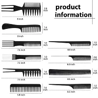 MAPPERZ Professional Multipurpose Hair Comb Kangi Set Hair brush for Hair Cutting and Styling- Set Of 10, Black-thumb2