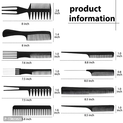 MAPPERZ Professional Multipurpose Hair Comb Kangi Set Hair brush for Hair Cutting and Styling- Set Of 10, Black-thumb3