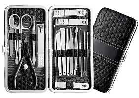 MAPPERZ Professional Manicure Kit/Stainless Steel Grooming Set With Leather Case (18 in 1)-thumb1