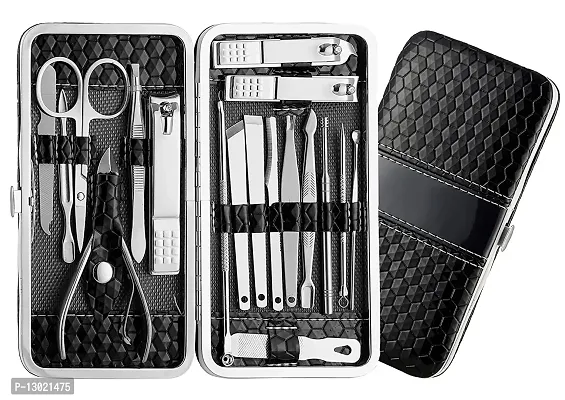 MAPPERZ Professional Manicure Kit/Stainless Steel Grooming Set With Leather Case (18 in 1)-thumb2