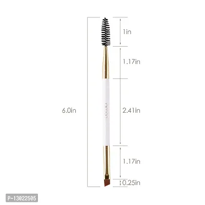 Duo Eyebrow Brush, Docolor Eye Makeup Brushes Professional Tool, Angled Eye Brow Brush and Spoolie Brush White-thumb3