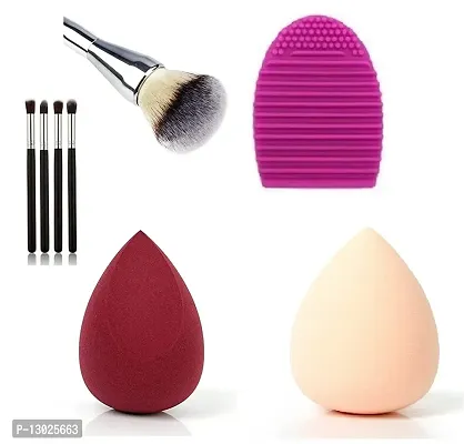 MAPPERZ Makeup Brush Kit of Cleaning Pad Foundation Brush Eyeshadow Pencil Brushes Makeup Sponges Blender Puff Makeup Brushes Cleaning Pad - Set Of 5