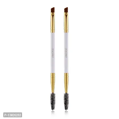 2pcs Docolor Duo Eyebrow Brush, Professional Eye Makeup Tool, Eyeshadow Brush and Spoolie Brush White